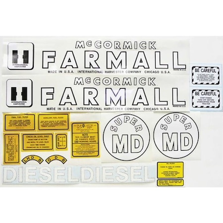 Aftermarket New Complete Decal Kit Fits Case-IH International Tractor Model Super MD MAE30-0025